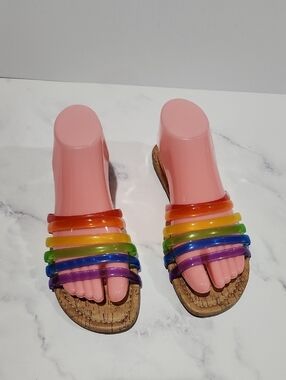 BC Born In California  Rainbow Slide Sandals Used Once  VEGAN
